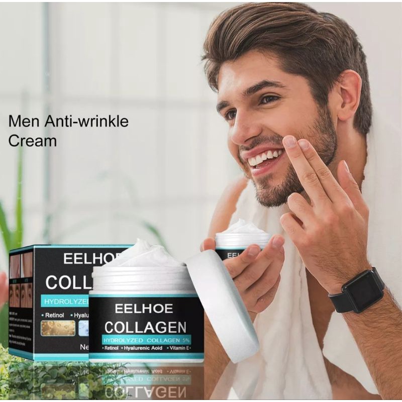 EELHOE COLLAGEN KRIM ANTI PENUAAN KRIM WAJAH PELEMBAB ASAM HYALURONIC ANTI KERIPUT  PEMUTIH KOLAGEN PRIA-50gr