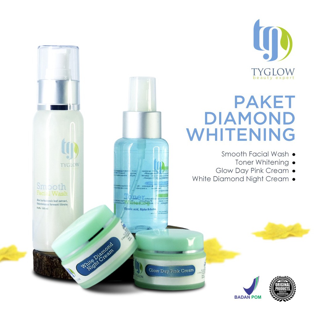 Paket Diamond Whitening Tyglow - paket pemutih wajah glowing skincare BPOM