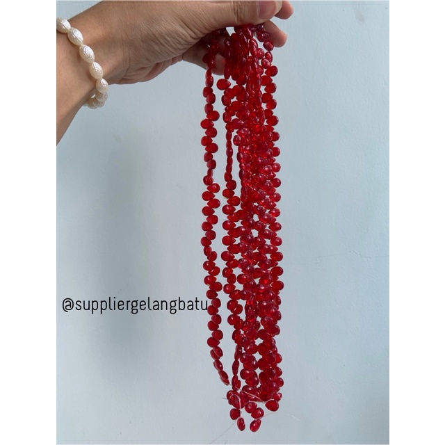 batu tetes air mata 10mm RED QUARTZ kuarsa merah bahan LUBANG SAMPING