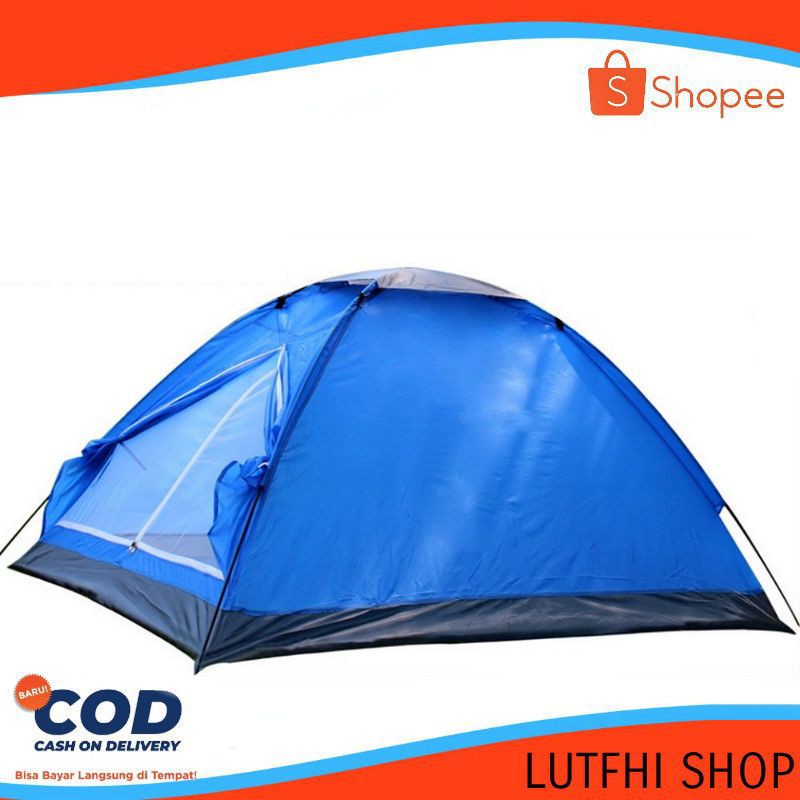 enda Camping Biru Kapasitas 1-3 Orang Tenda Otomatis Outdoor & Indoor Tenda Gunung Double Layer