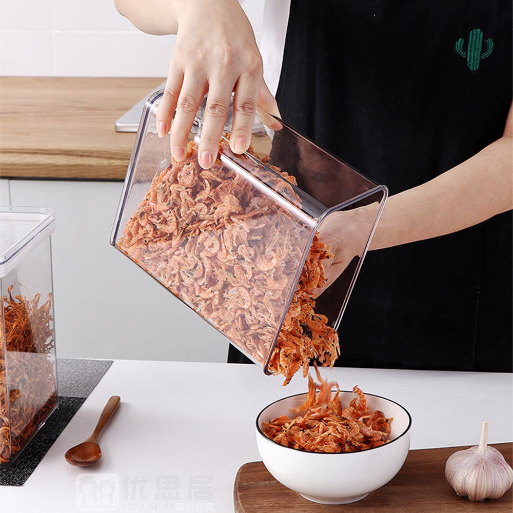 【COD Tangding】0.9/2.4/3.4L Fridge Organizer Clear Airtight Cereal Food Fresh Box Sealed Jar Storage Container