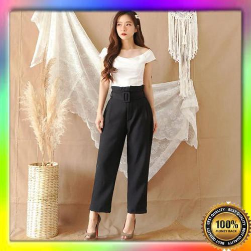 Celana Highwaist Realpic Sandra High Waist Pants With Belt