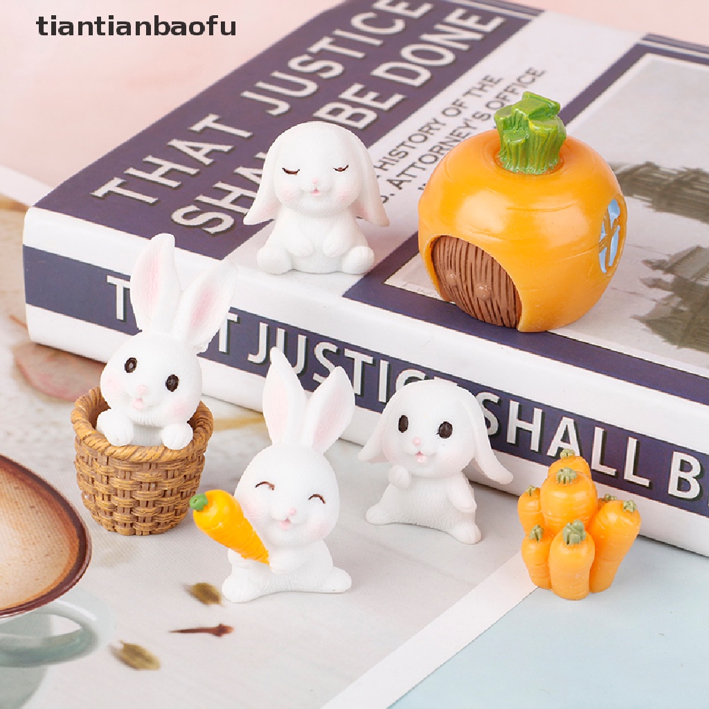 [tiantianbaofu] Mini Rabbit Easter Decor Hare Animal Figurine Resin Craft Bunny Garden Ornaments Boutique