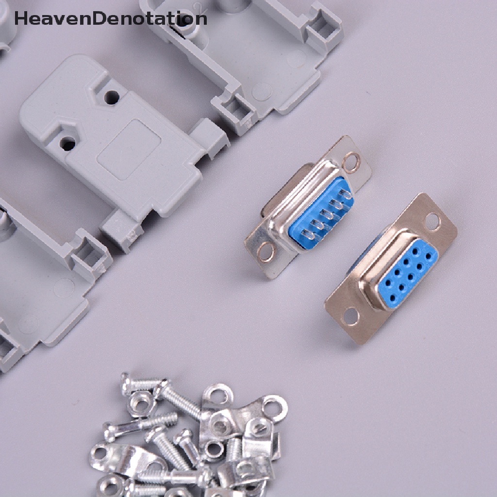 2 Set Rs232 Db9 Female Socket Plug Konektor 9 Pin Tembaga Rs232 Dengan Case