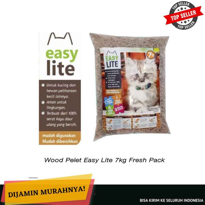 wood pelet EASY LITE 7kg freshpack EASY LITE cat Litter alas bedding kandang hamster tortoise