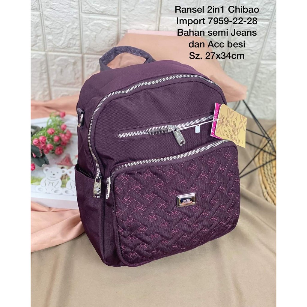 Tas Ransel Wanita Multifungsi Tas Chibao 7959-22 Bahan kanvas size 27x34 cm. Tas Ransel Chibao Tas Chibao Import Chibao Best Seller.!!