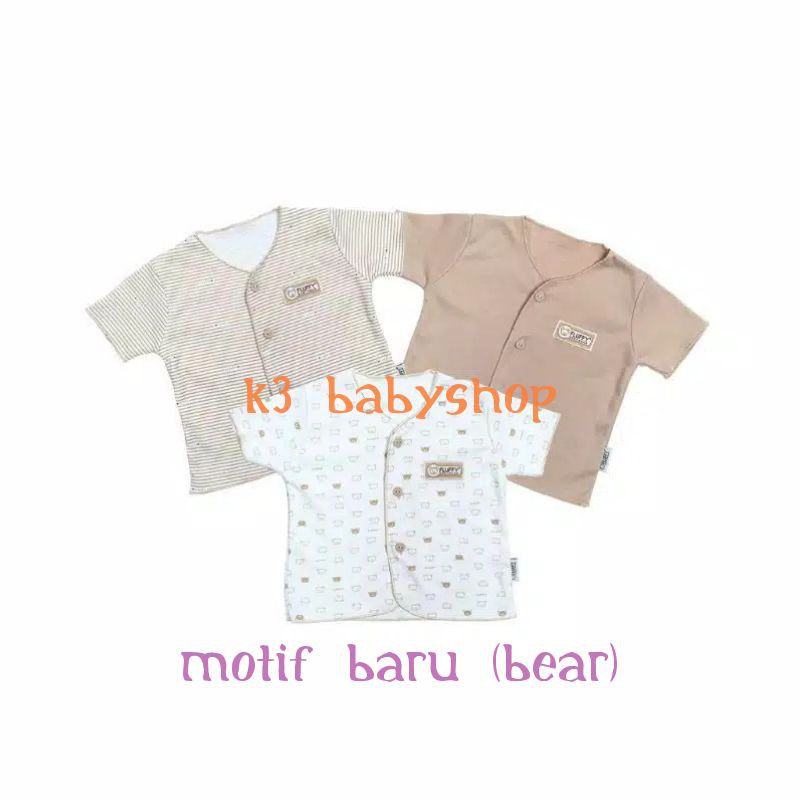 Baju Pendek Neci Fluffy Khaki Coklat Putih White kemeja bayi SNI piyama bayi anak