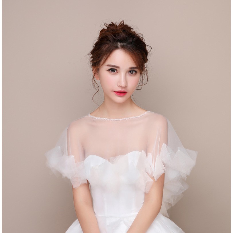 VE-10 wedding dress cape bolero gaun pengantin transparan luaran atas