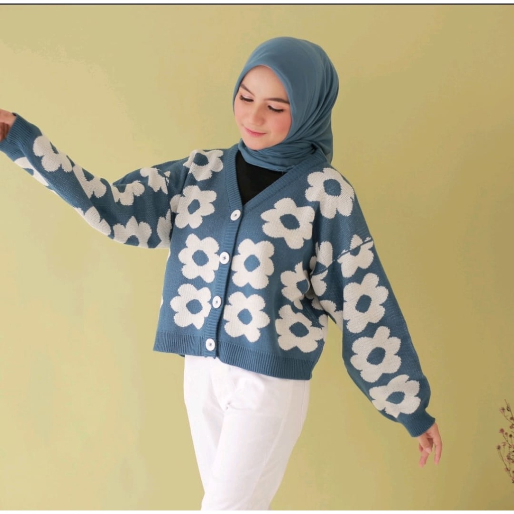 flower cardigan premium fashion wanita