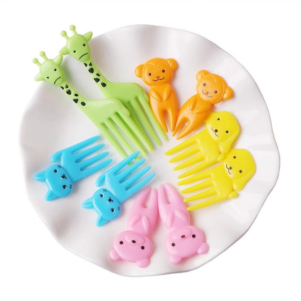 【COD Tangding】Set Garpu Buah Desain Kartun Binatang Lucu Bahan Plastik Gaya Jepang