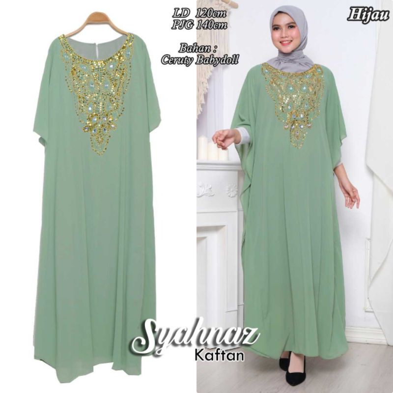 Gamis Kaftan Jumbo Bahan Ceruty Terbaru