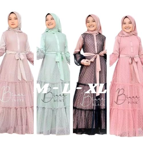 Gamis Anak Umur 10-12 Tahun Gamis Plus Kerudung Gamis Brukat Anak Binar Syar'i Kids