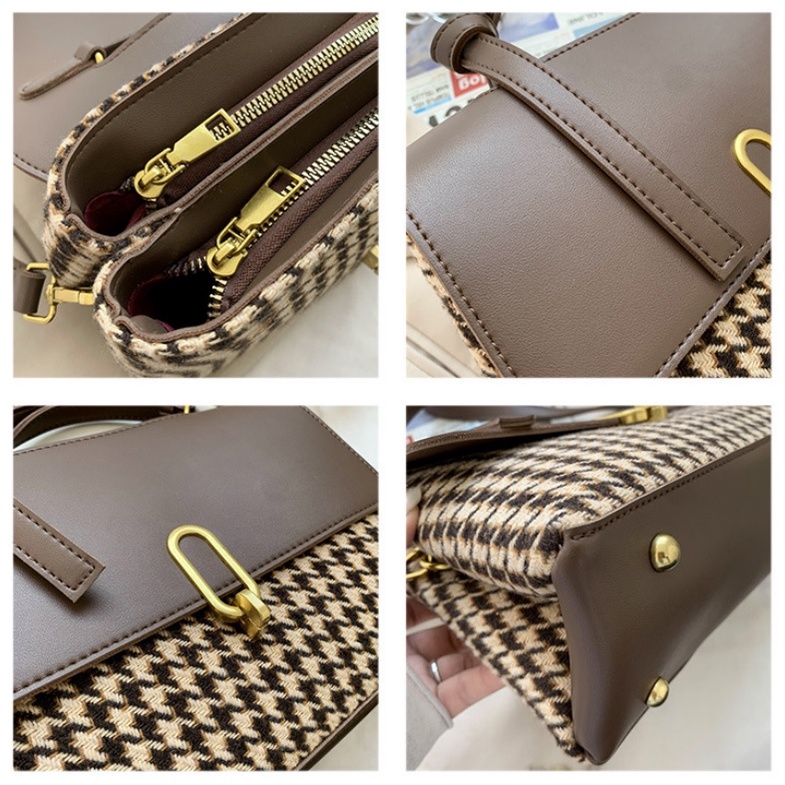 JK 962 1KG MUAT 2PCS TAS SELEMPANG WANITA FASHION IMPORT MOTIF HOUNDSTOOTH VINTAGE STYLE E6068