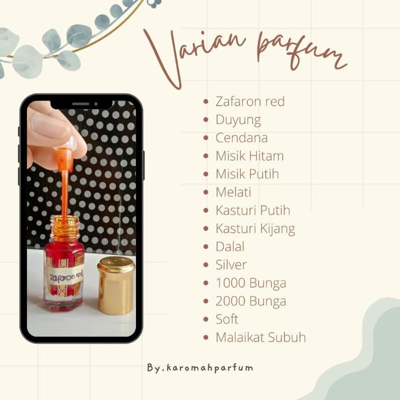 COD√ Parfum Ibadah Wanita Pria Original Minyak Wangi Murni 3Ml Untuk Jumatan Zafaron Merah Misik Hit