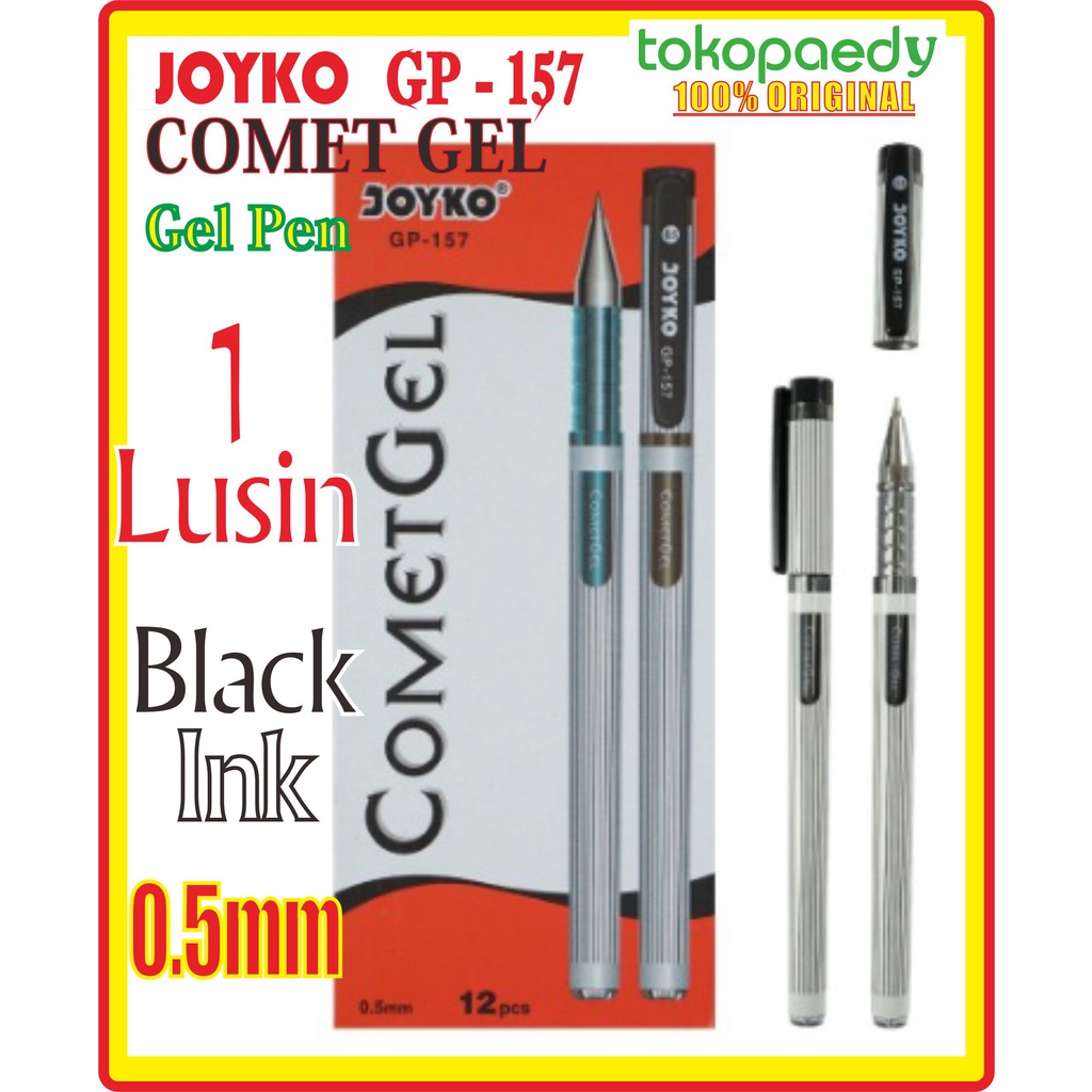 

[PERLUSIN] JOYKO Pulpen COMET GEL GP 157 /Black Ink - Tinta Hitam /0,5mm -1Box (12Pcs)/ Joyko GP-157