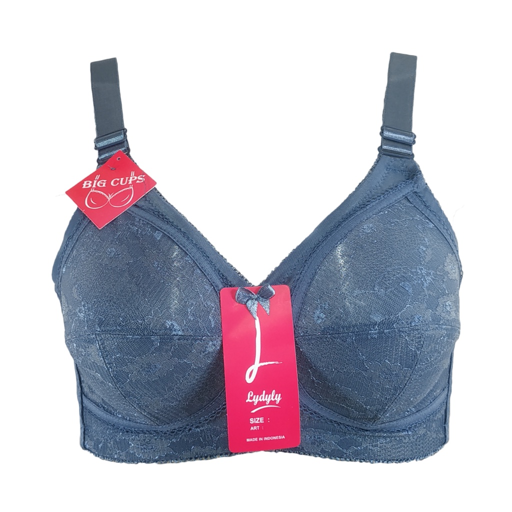 Lydyly - Bh Jumbo Cup Besar Tanpa Kawat / Bra Mama Besar / Bh Big Size L023 Bra Renda 3 Kaitan Underwear Jumbo