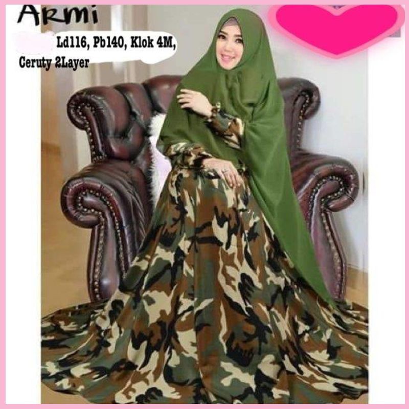 Army syari Bahan monalisa ld 116 busui, tali pinggang lebar klok 4M khimar ceruty 2  ST KA GAO