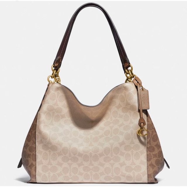 Coach Dalton 31 In Blocked Signature Canvas With Snakeskin Detail