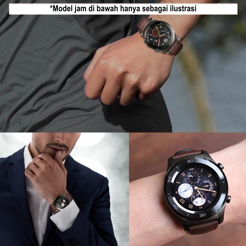 Tali Jam Tangan Amazfit GTS 4 Mini - Strap 20mm Hybrid Perpaduan Kulit dan Rubber