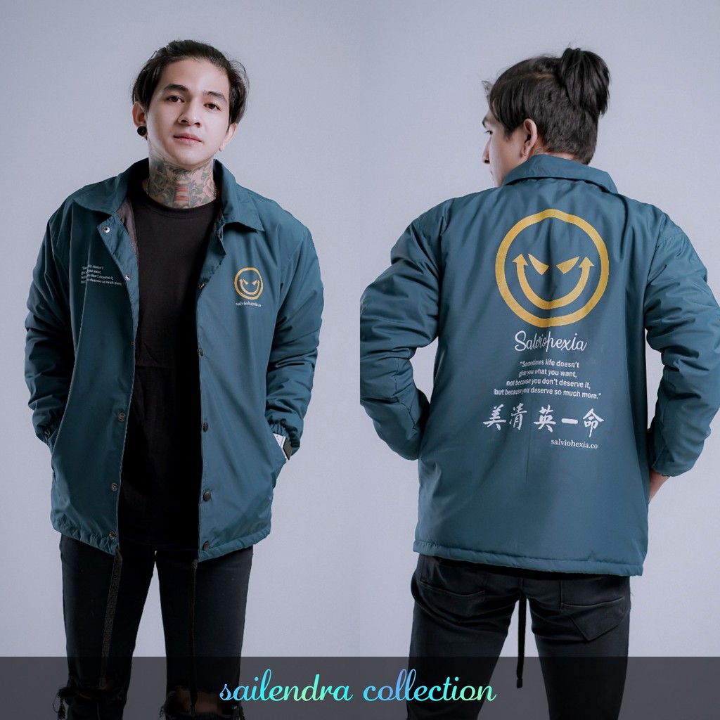 JAKET PRIA - JAKET COACH SALVIO HEXIA - JAKET WINDBREAKER - JAKET PARASUT-Emoji Petrol