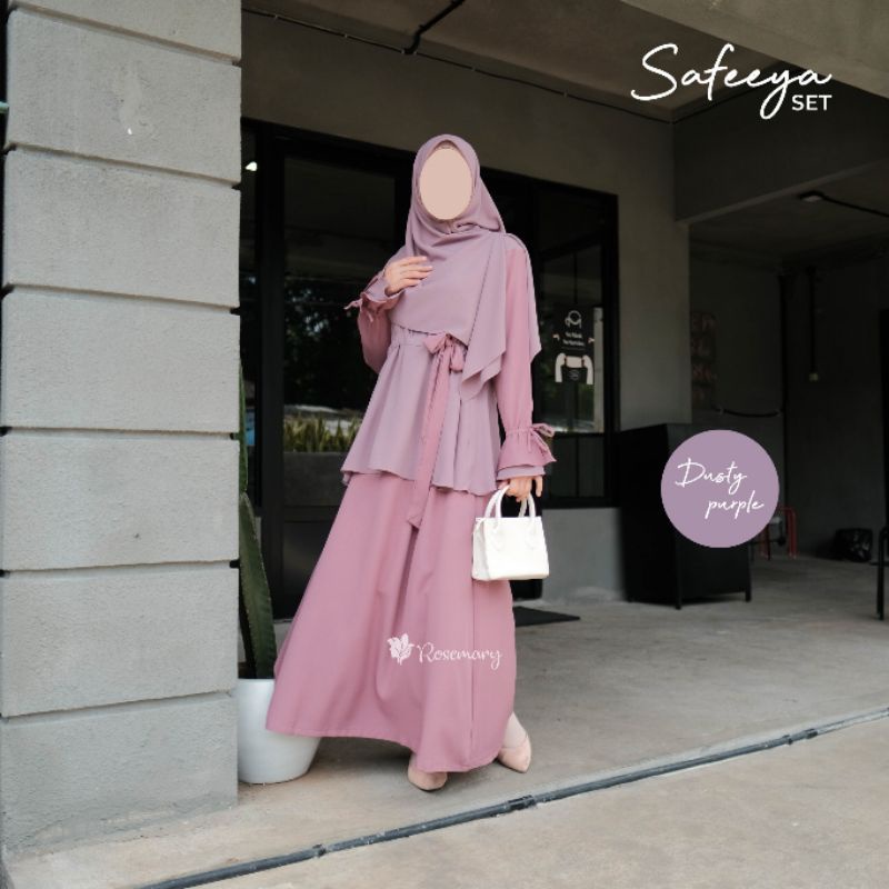 NEW ARRIVAL!! SAFEEYA SET By Rosemarybdg (Gamis+ Khimar) up-Dusty Purple