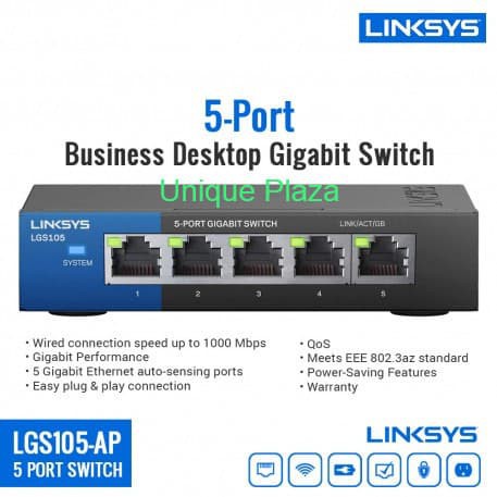 Desktop Switch Hub 5 Port Gigabit Linksys LGS105-AP LGS105AP ORIGINAL