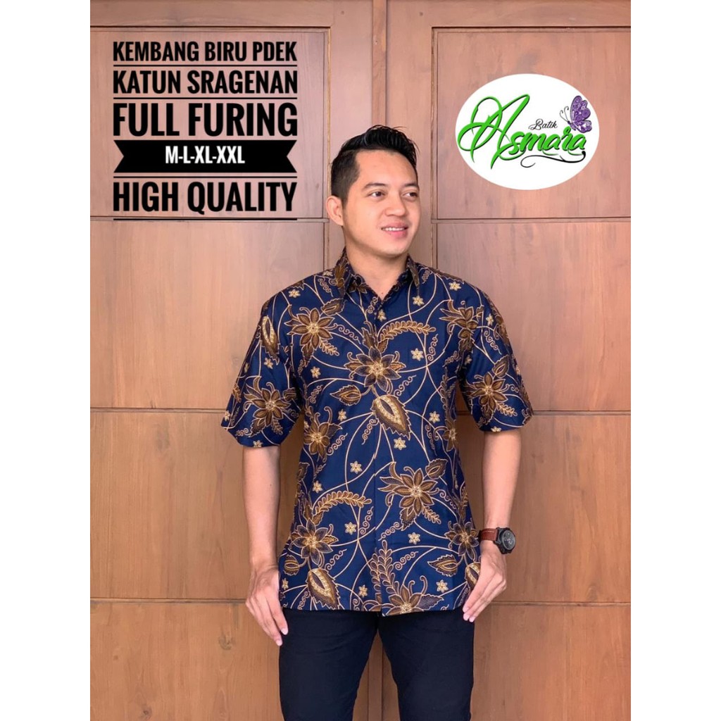 KEMBANG BIRU ASMARA BATIKSOLOAMANAH KEMEJA BAJU BATIK PRIA SOLO LENGAN PENDEK PANJANG LAPIS FURING ATASAN BATIK PREMIUM MODERN KATUN HALUS ADIPUTRA ADIPATI CEMPAKA PUTIH UWER KUNING TIRTA KUNING PLENJAK BIRU CIUNG BIRU ARYAK DRAJAT MERAH ALENGKA PINK