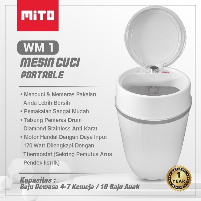 Mito Mesin Cuci Portable WM1 FREE Packing Kayu