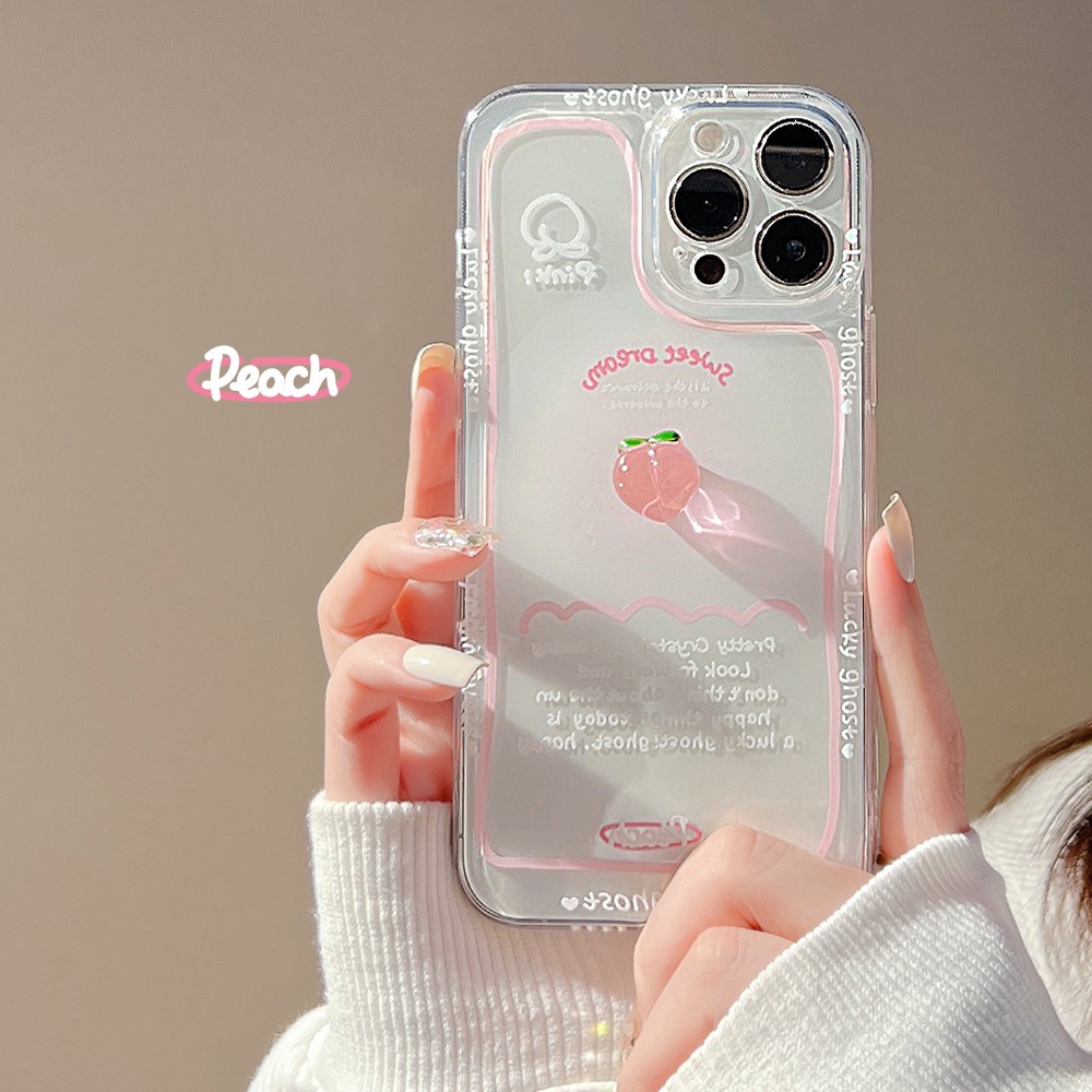 Case Pelindung Transparan Motif Peach 3D Untuk Iphone 13 8 7 Plus SE2 XS XR 12 Mini 11 PRO MAX