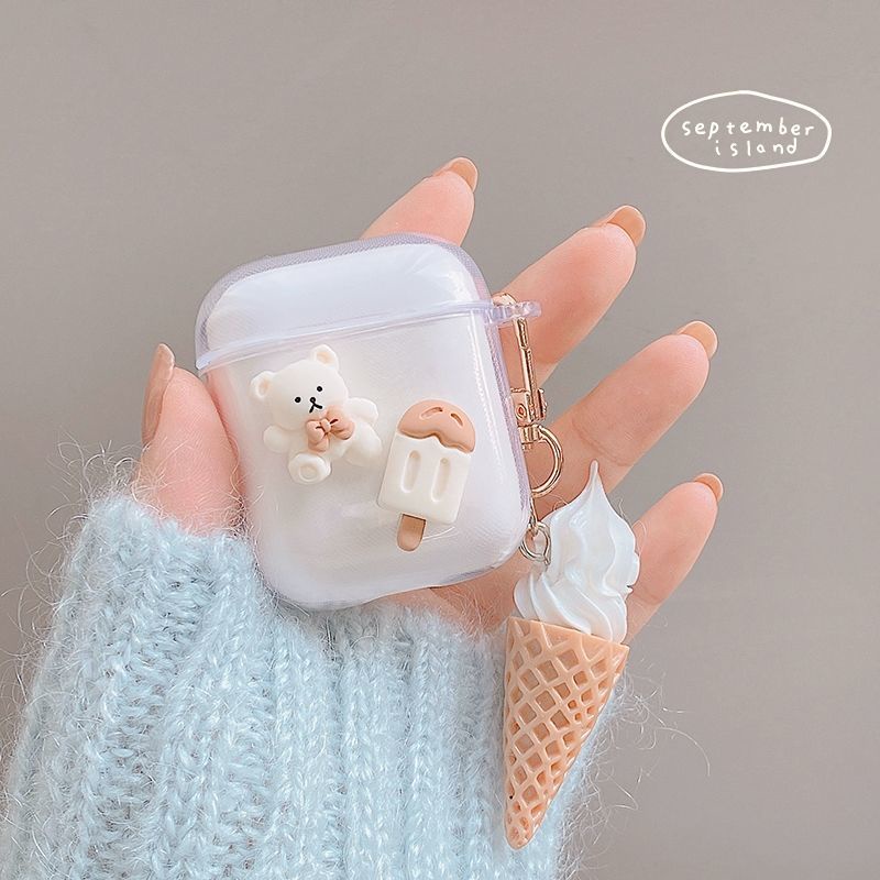 Fundas Ice Cream Lucu Kartun Soft tpu Case Kompatibel Untuk Sarung Airpods1 2 3 Pro