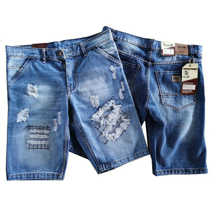 Celana Jeans Ripped Pendek Pria Model Sobek Cowok Casual 27/38 NR_Outfit Official COD