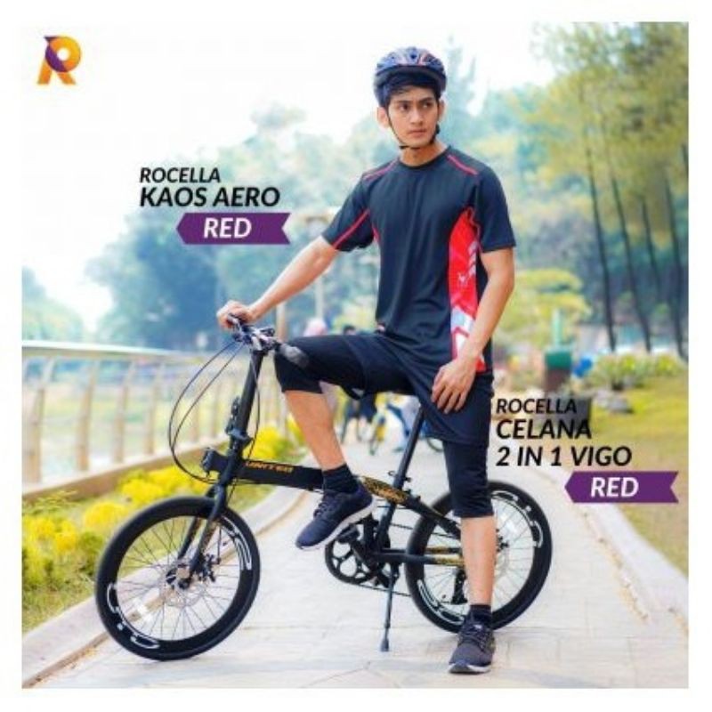 Set Lengkap Celana Sepeda Pria dengan Kaos Sepeda Bahan Dry Fit yang Cepat Kering Nyaman dipakai Cel