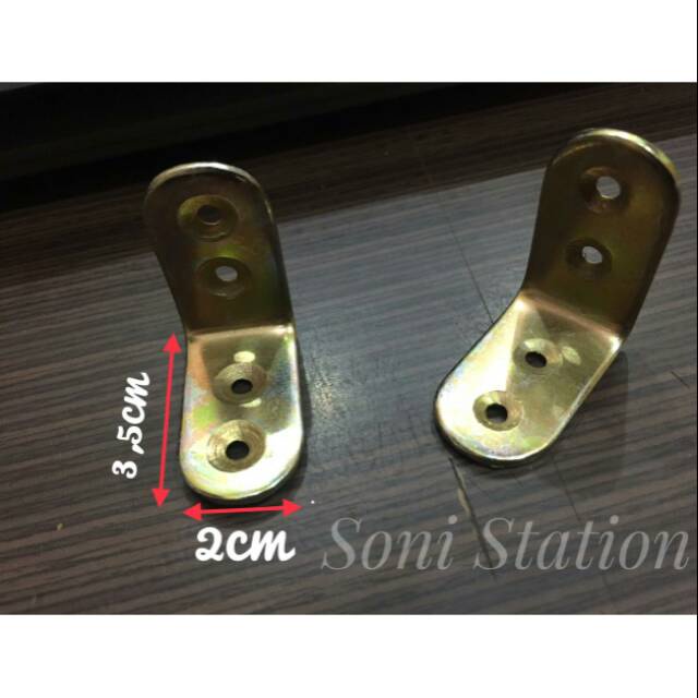 plat siku L 3,5cm x3,5cm / plat siku L tebal 2mm 4 lobang