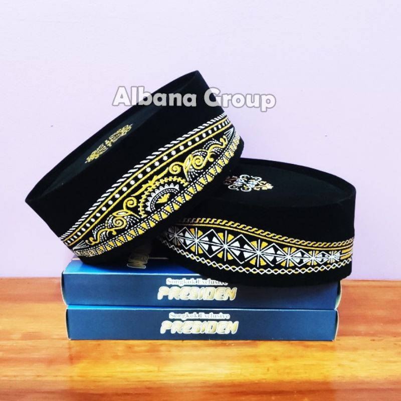 Peci Batik Kuning Nusantara Songkok Nasional Ukuran Anak & Dewasa Bordir sablon