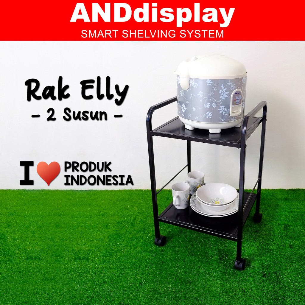  RAK  ELLY 2 HITAM SUSUN RAK  PENYIMPANAN DISPENSER GALON  AIR 