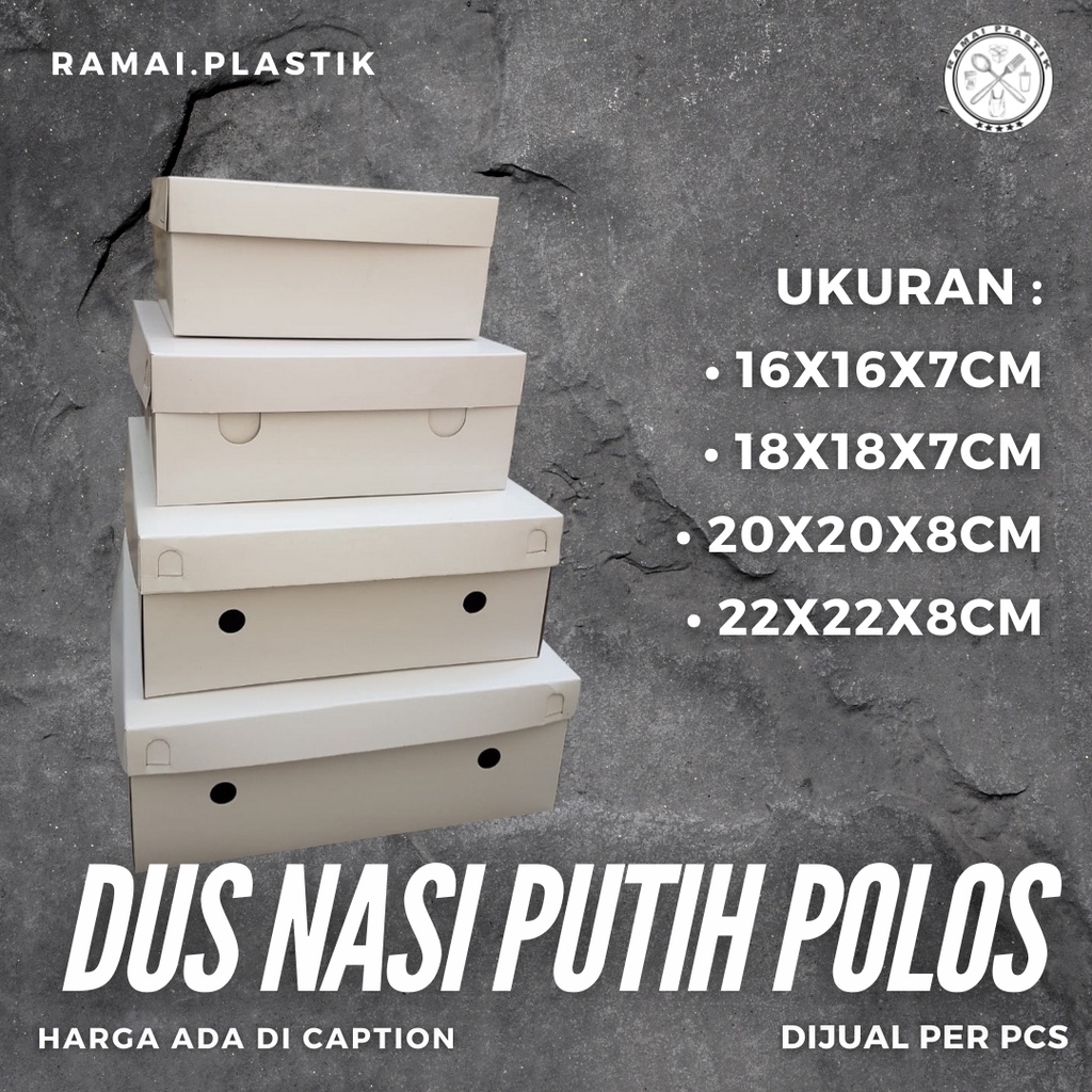 Dus Nasi Putih Polos 18x18cm TEBAL