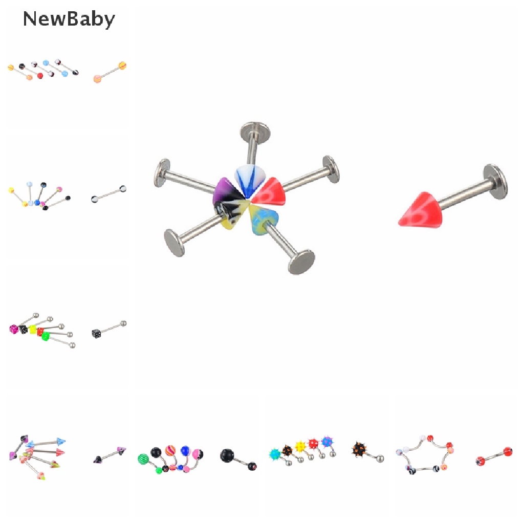 72pcs Anting Tindik Alis / Hidung / Tubuh Bentuk Barbel Bahan Stainless Steel + Akrilik Untuk Bayi
