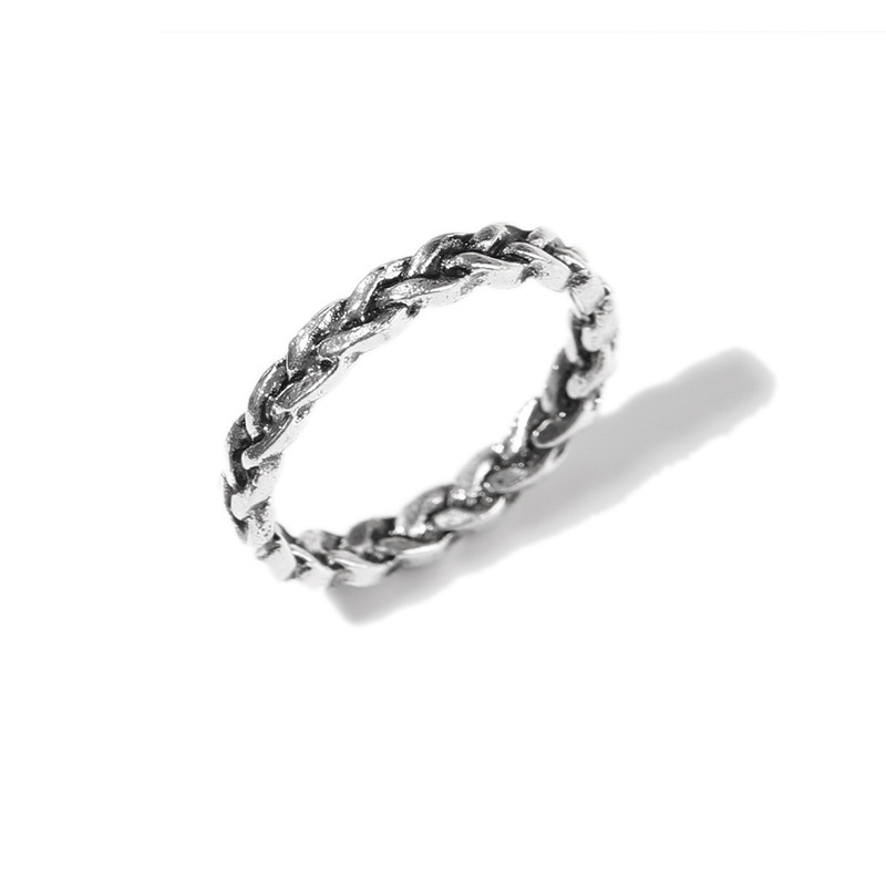 Retro tertekan cincin Hong Kong gaya punk trendy cincin wanita pribadi minoritas Baik twist gandum c