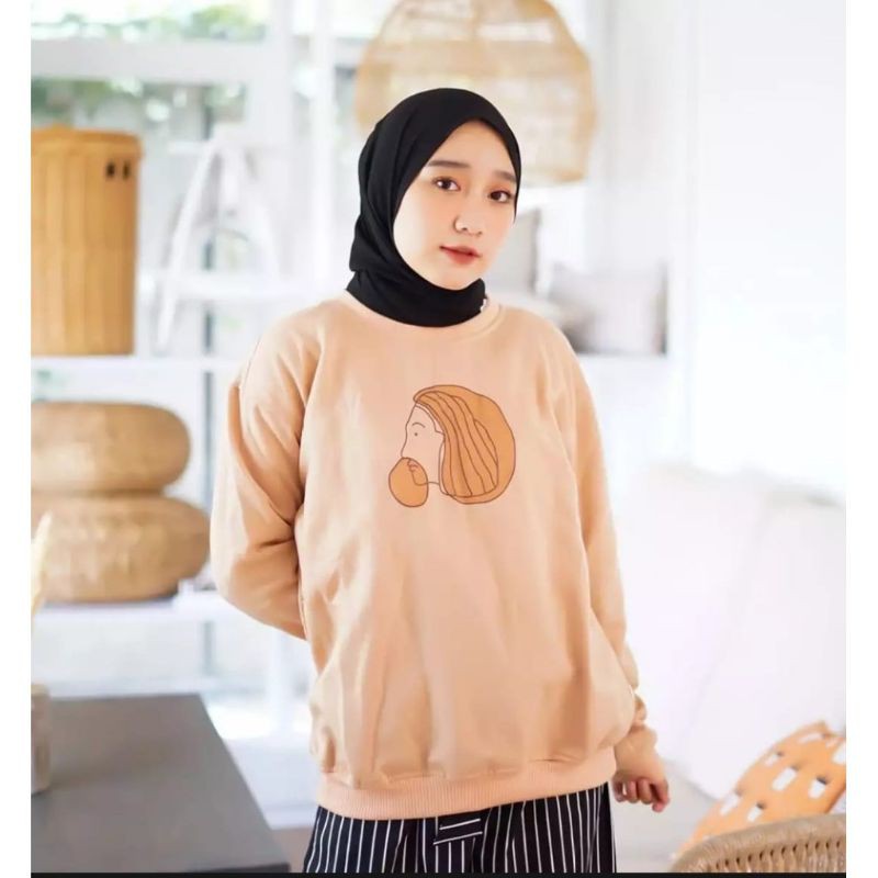 POTRAIT GIRL SWEATER UNISEX TEBAL TERLARIS'