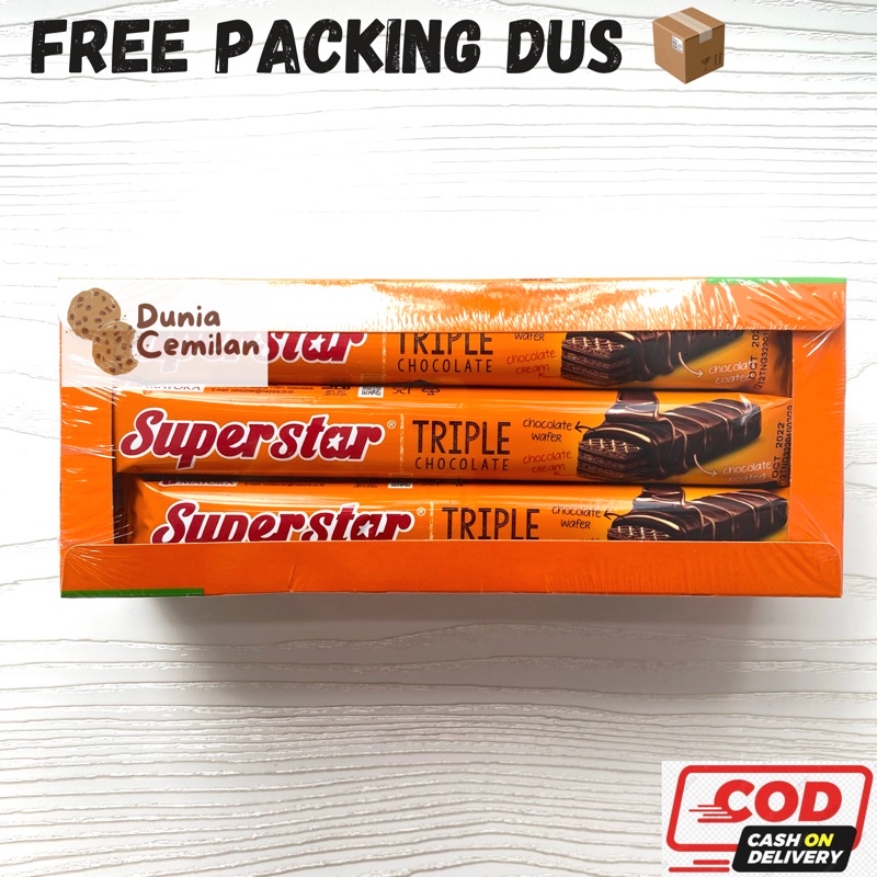 [TERMURAH!!] Superstar Wafer 1 PAK (12X16gr) - Wafer Triple Chocolate