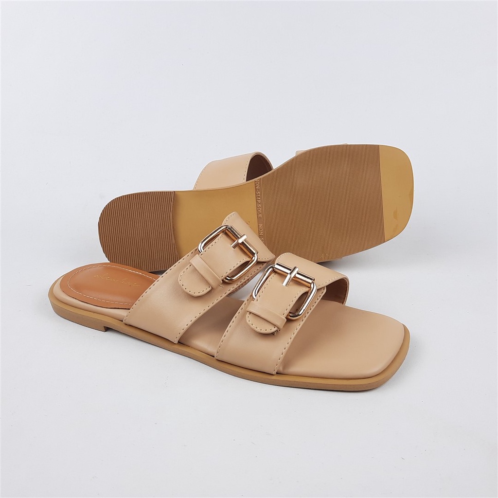 Sandal Flat Wanita Double Buckle Alea kae Marishcka 35-41