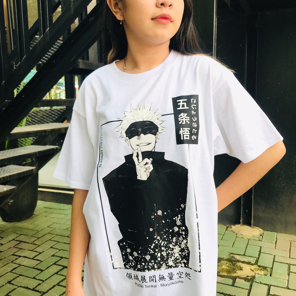 Tshirt Gojo Satoru Tenkai White Anime Manga Jujutsu Kaisen Unisex Yowai mo