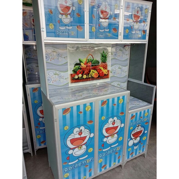 lemari piring 3 pintu full gambar doraemon