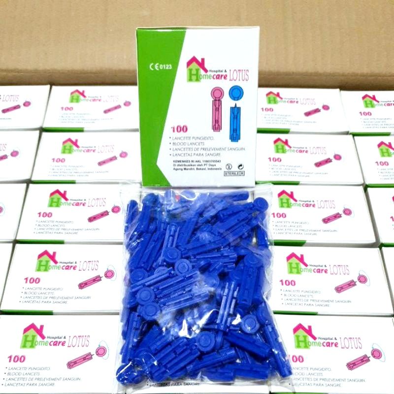 Jarum Lancet Homecare Lotus / Blood Lancet isi 100 pcs / Ukuran 28 G