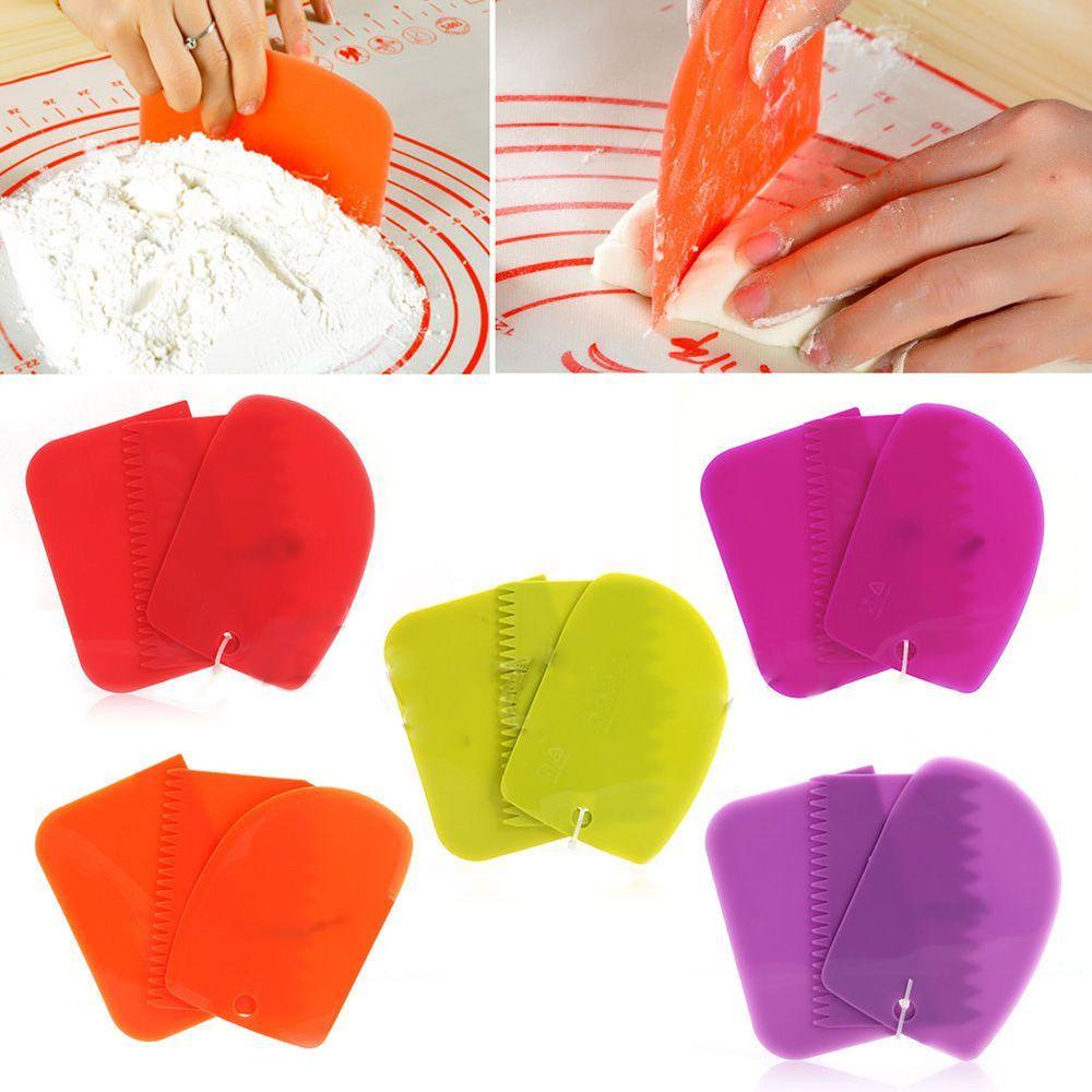 Solighter 3PCS Scraper Kue New Alat Baking Pemotong Adonan Plastik