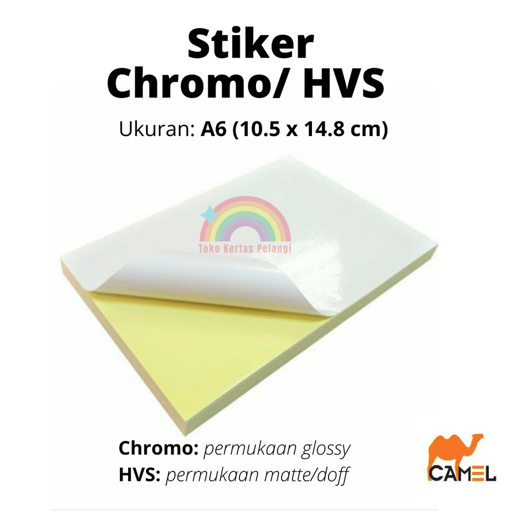 

Kertas Stiker/ Label Chromo (glossy)/HVS (matte) Resi Ukuran A6 per 100 pcs