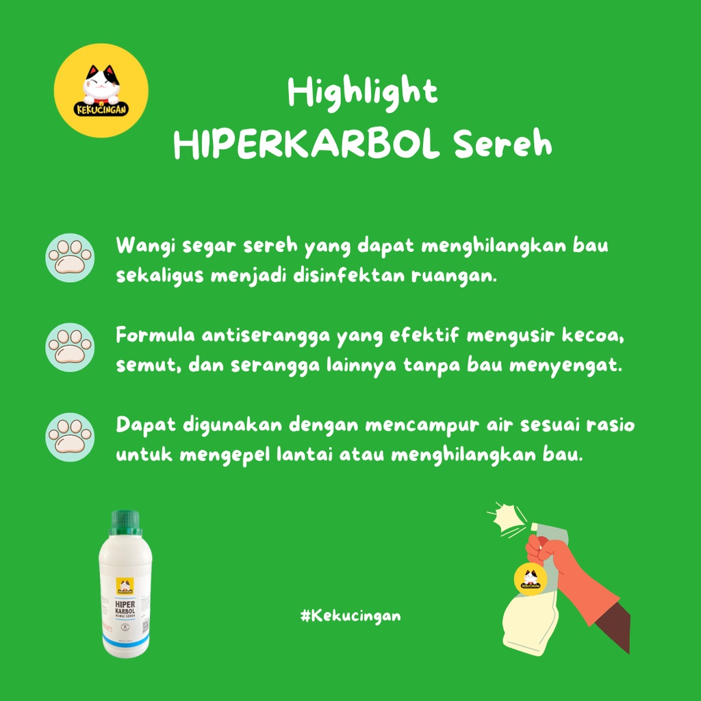 Karbol Sereh Antibacterial Disinfektan HIPERKARBOL Kekucingan 500ml