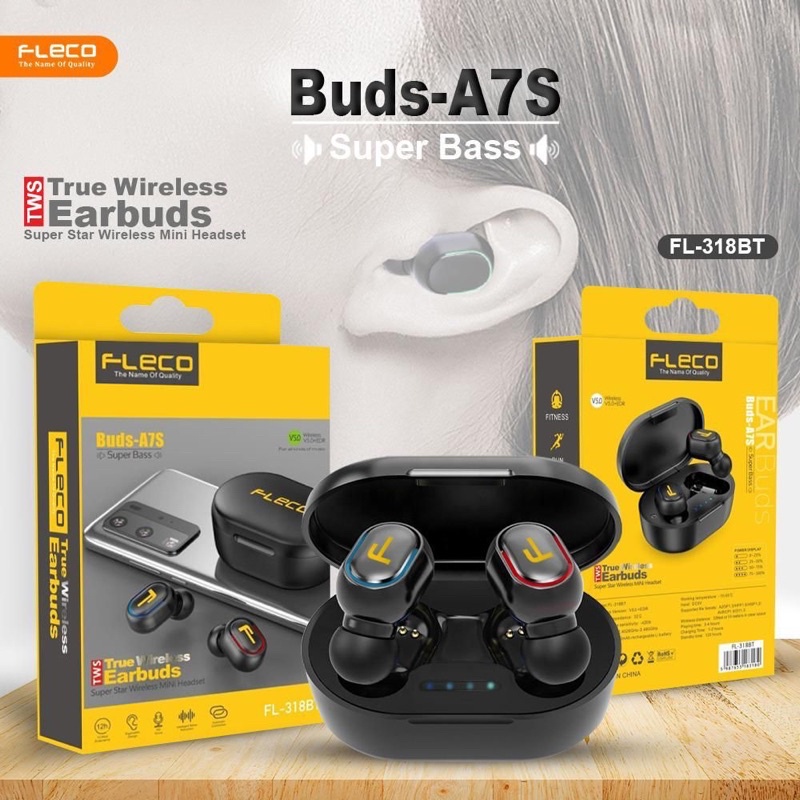 Ready Stok Handsfree Headset Fleco Bluetooth A7S Handsfree Bluetooth Buds-A7S Fleco