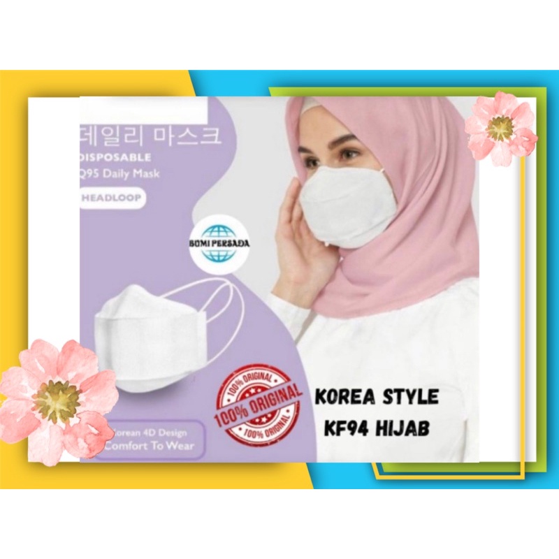 Masker KF94 PUTIH Hijab Headloop 1pcs