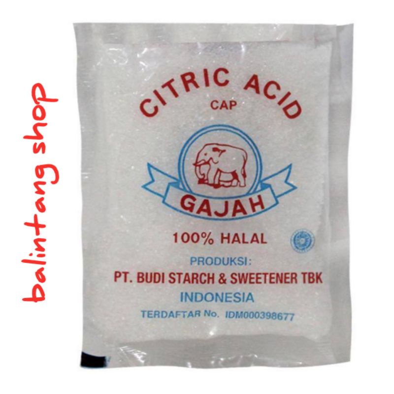 

1 RENCENG CITRIC ACID CAP GAJAH / CITRUN ACID / JUAL RENCENG ISI 5 PCS